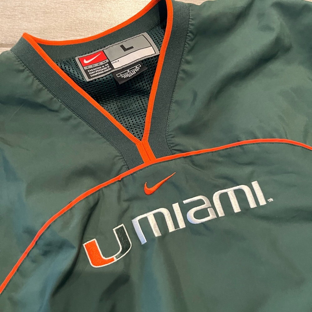 Vintage Nike University Of Miami v neck pullover windbreaker men’s size large